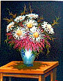 Blumenstillleben: lgemlde vom Kunstmaler Hugo Reinhart >>Silberdistel<<