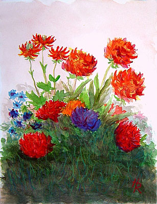 Blumengemälde vom Kunstmaler Hugo Reinhart >>Sommerblumen<<