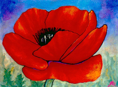 Blumen Gemlde vom Kunstmaler Hugo Reinhart >>Mohnblume<<
