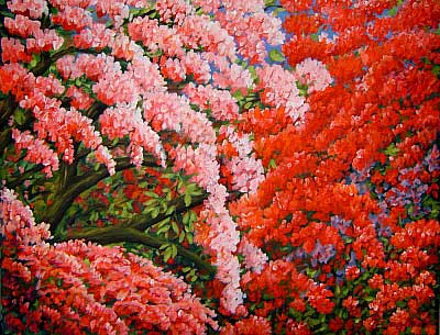Blumenstillleben  vom Kunstmaler Hugo Reinhart >>Zauberhaftes Blühen<<